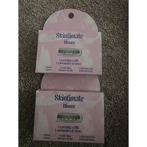 Lot Of 2 Skintimate Bloom 4 Cartridge Refills Womens 4 Blades Flexible Hinge
